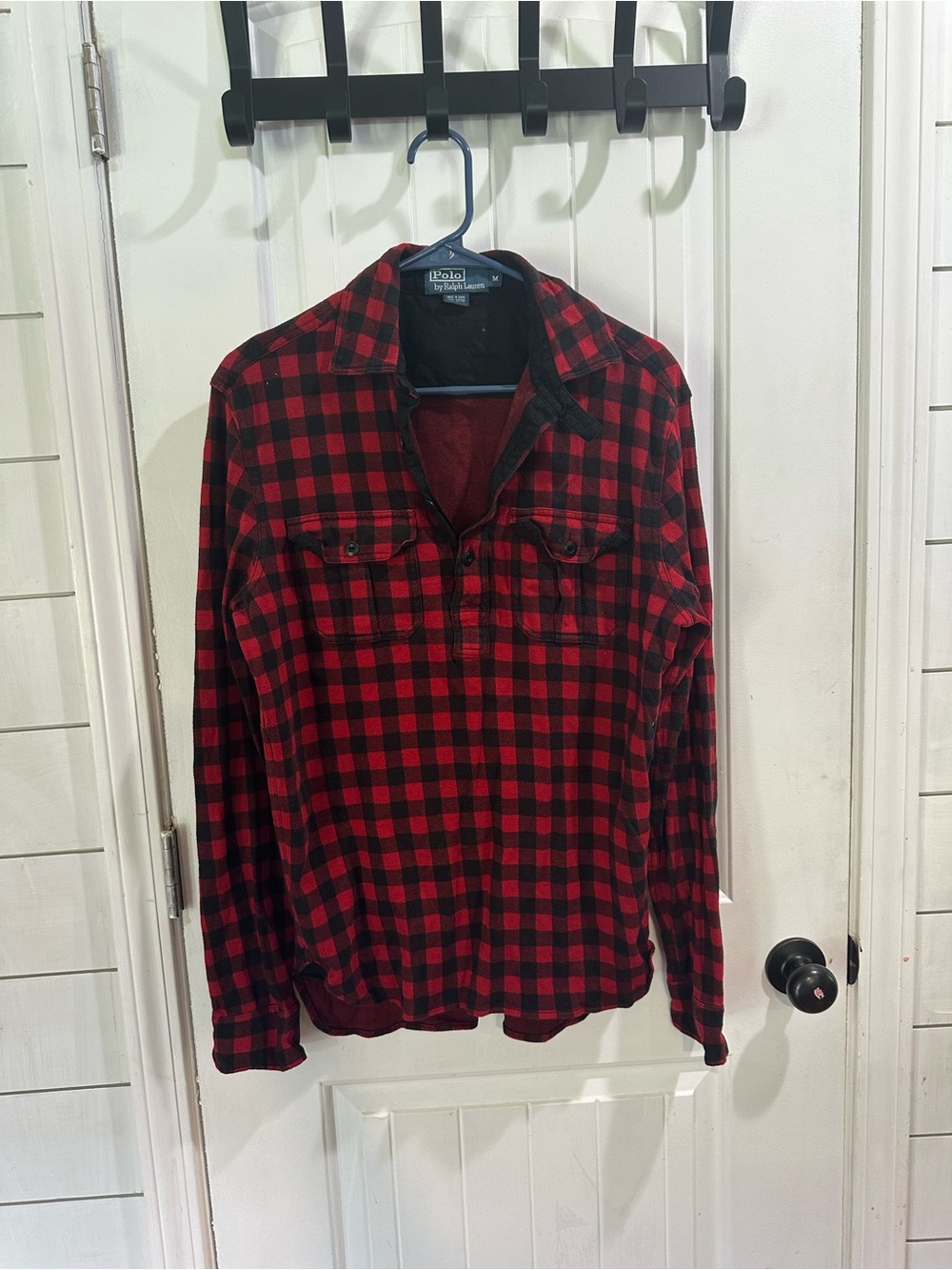 Polo Ralph Lauren Women’s M Buffalo Plaid Flannel Tunic Shirt Red Black - Picture 2 of 5